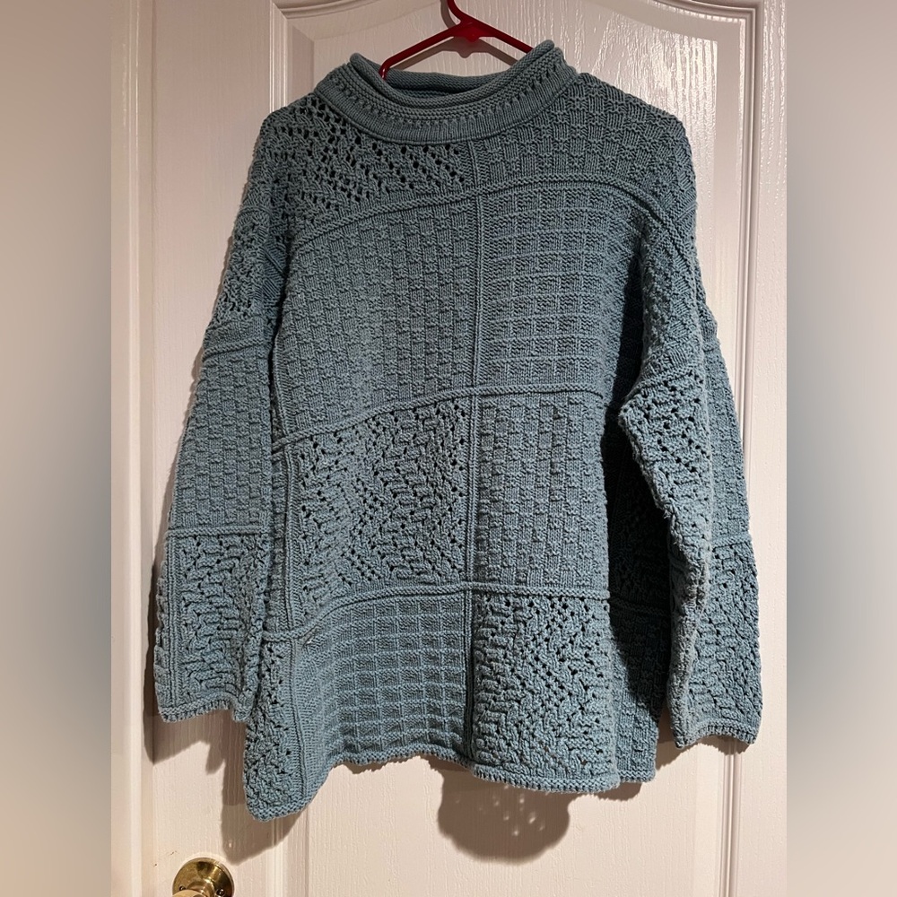 Vintage Absolutely Cotton Rollneck Crew Sweater Blue One Size 100% Cotton Chunky